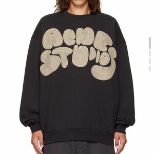Acne Studios Black Crewneck with Cream Graphic